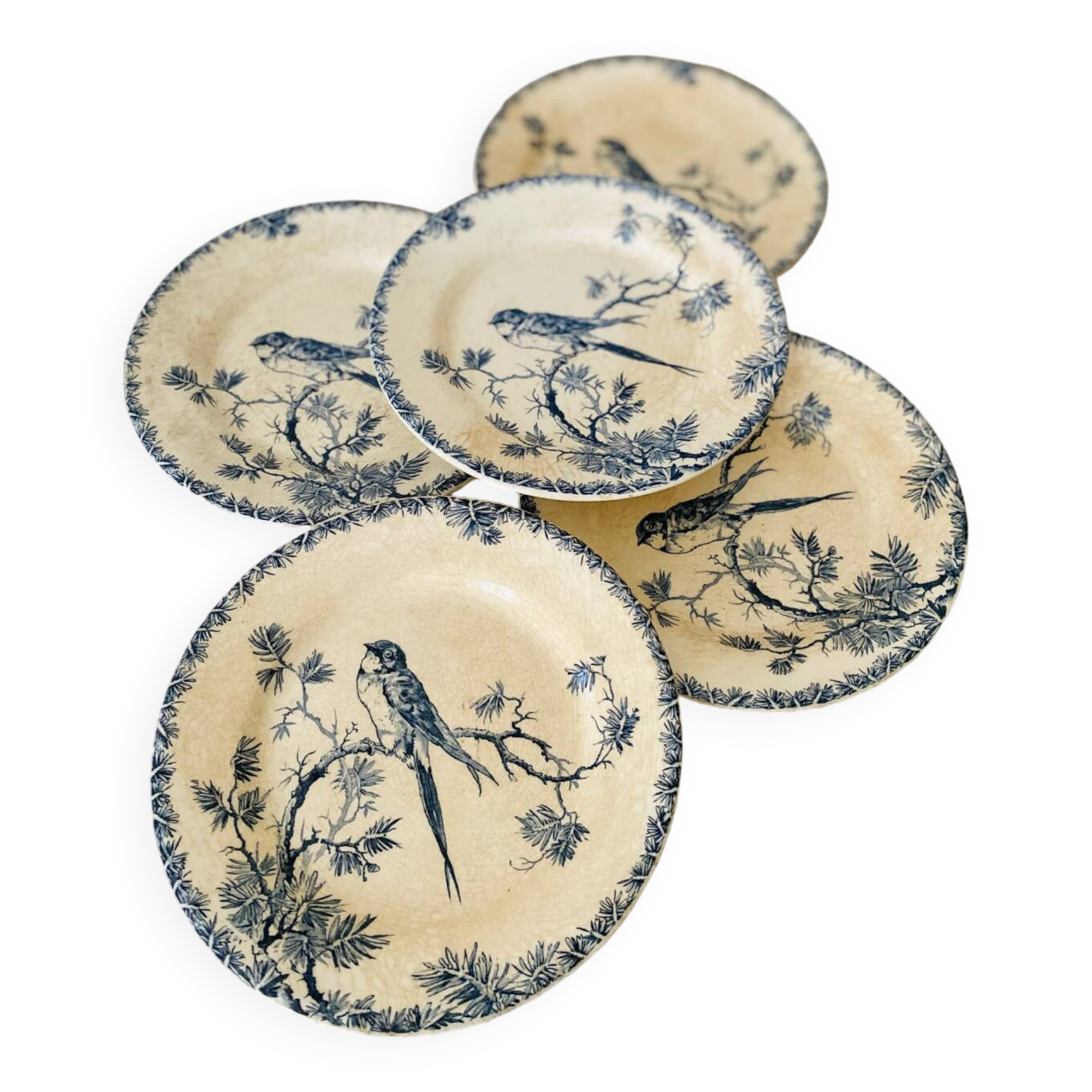 Antique opaque porcelain plates from Gien, Provençal model