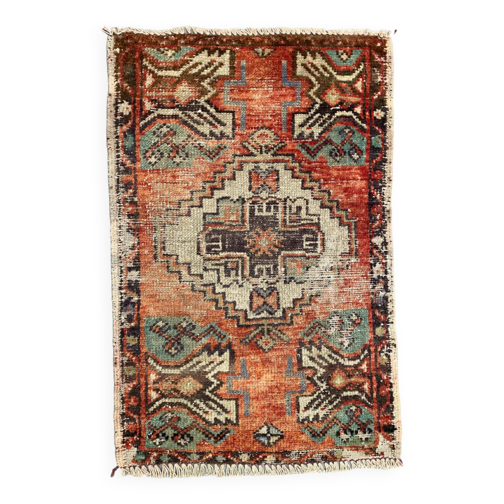 Small Vintage Turkish Rug 82x53 cm, Short Runner, Tribal, Shabby, Mini Carpet