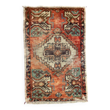 Small Vintage Turkish Rug 82x53 cm, Short Runner, Tribal, Shabby, Mini Carpet
