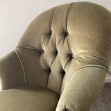 70s toad armchair in green velvet