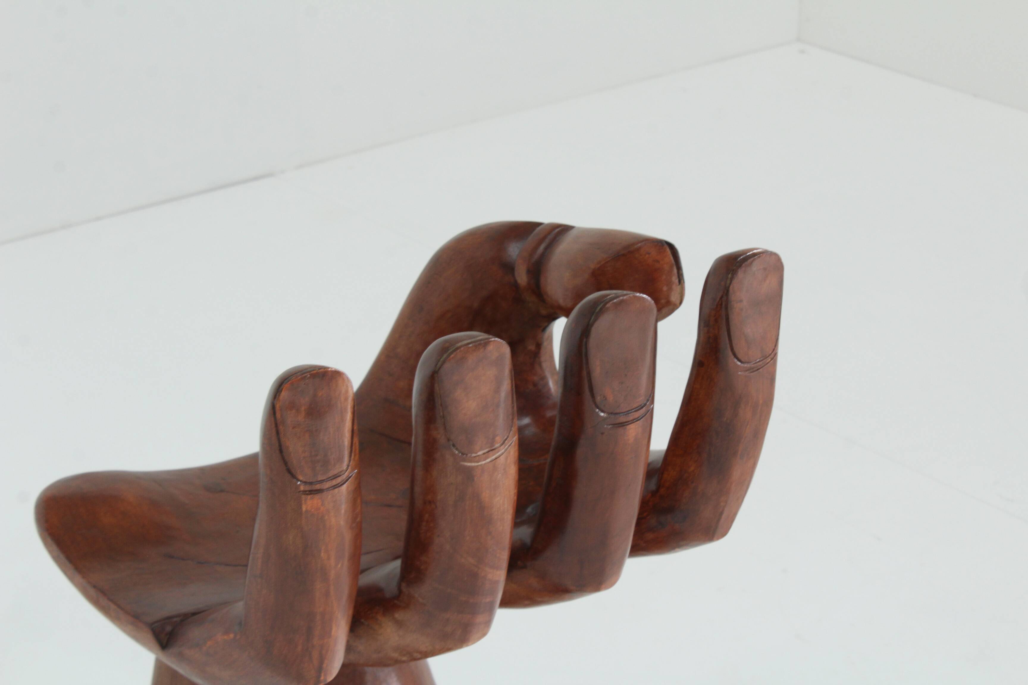 Sculptural wooden hand chair