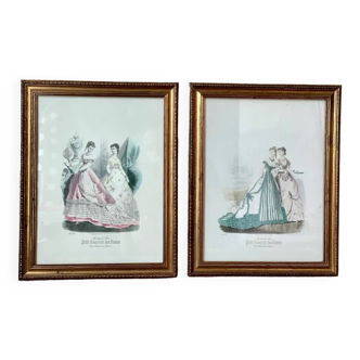 2 gravures de mode encadrées