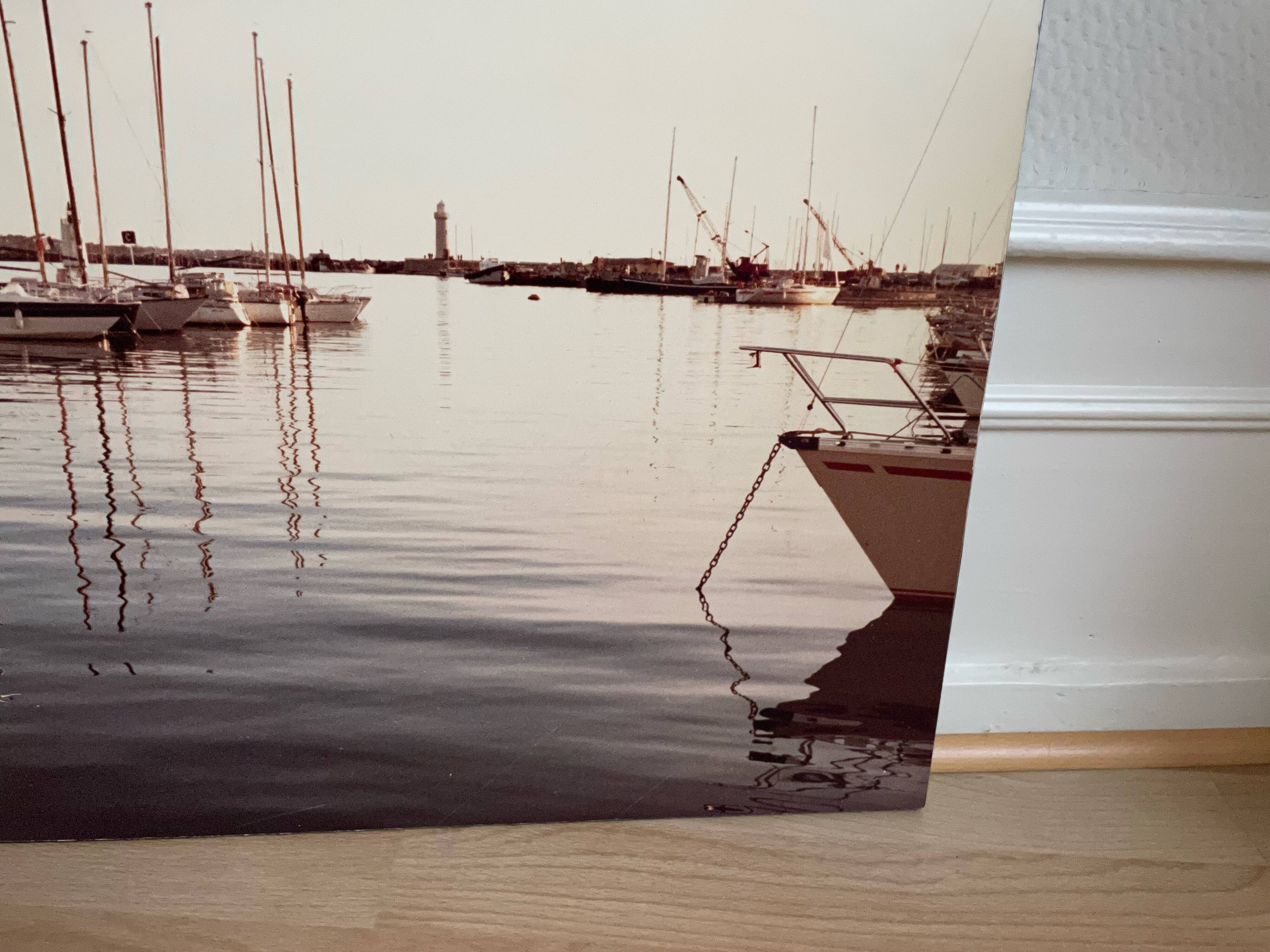 Old 70s marina landscape boats laminated