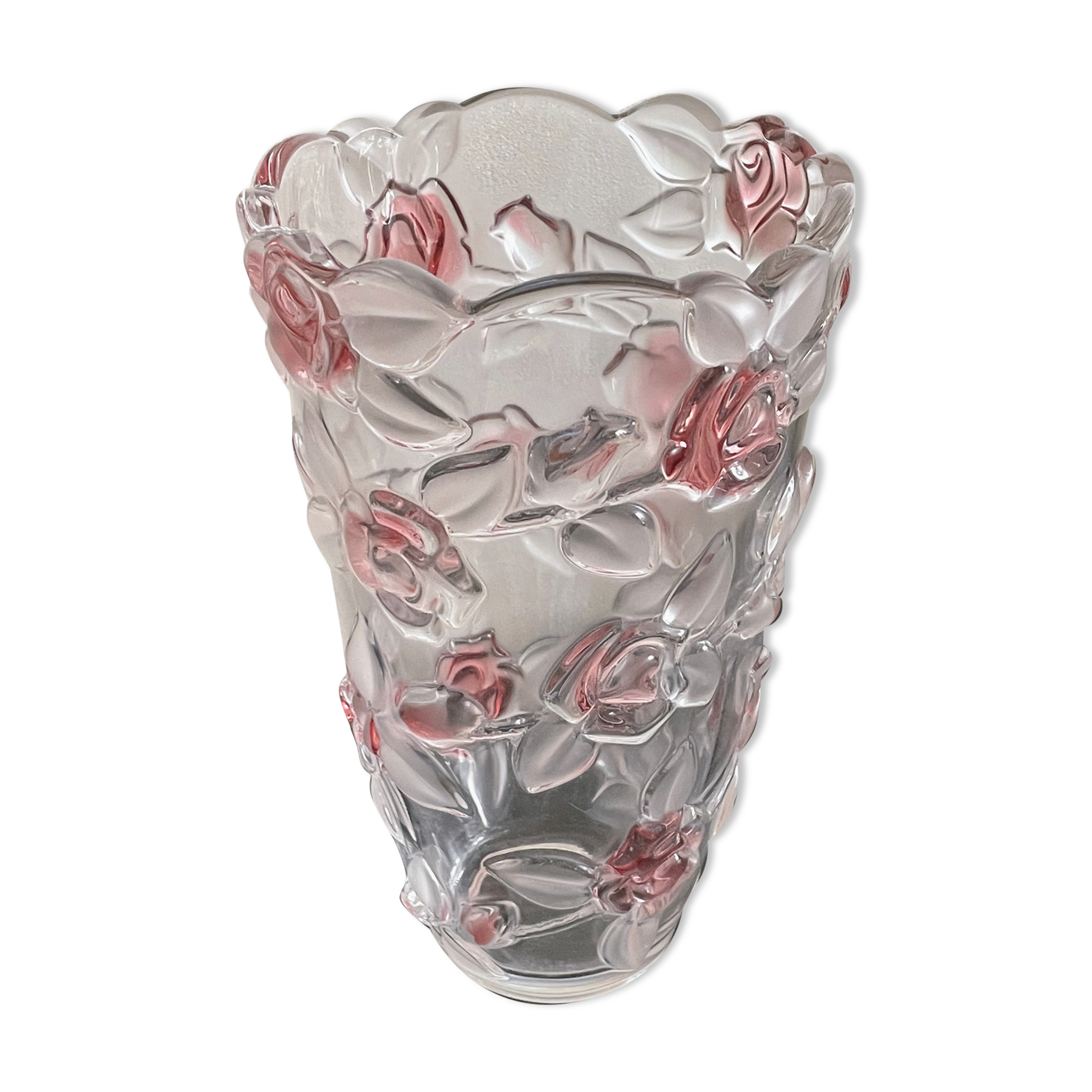 Vase with molded glass roses