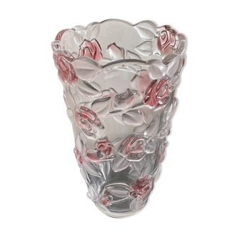 Vase with molded glass roses