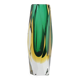 Vase à facettes en verre Sommerso vert et ambré