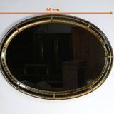 Miroir ovale à parclose en laiton, style hollywood regency – 1970