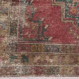 4x9 Shades Of Red & Green Oriental Turkish Vintage Rug, 134x284Cm