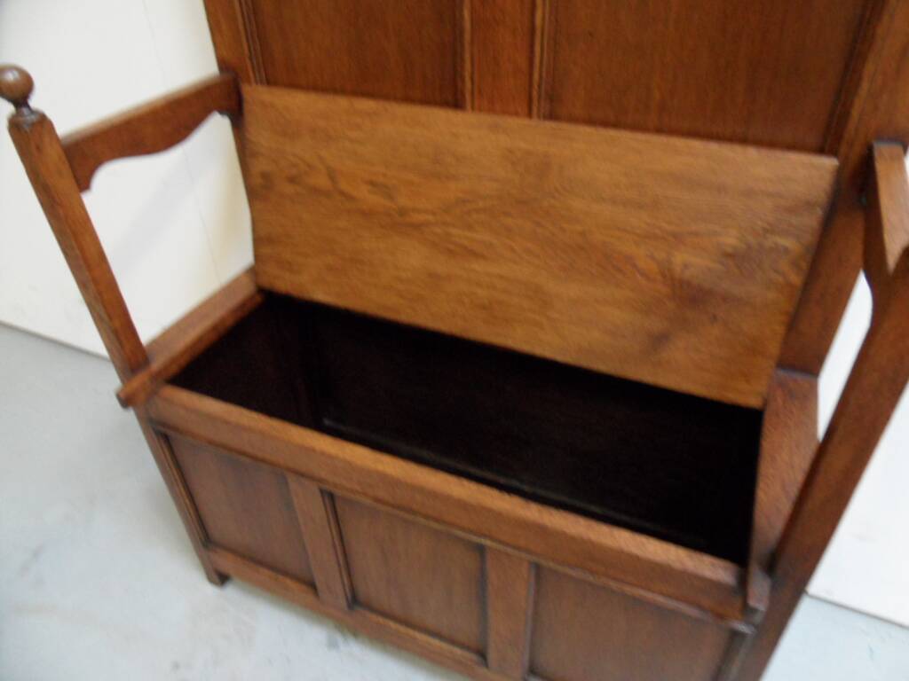 Antique oak entrance bench