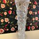 1950s single stem glass vase crystal cut design 15cm tall