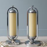Pair of Bauhaus functionalist chrome table lamps, Czechoslovakia 1930s