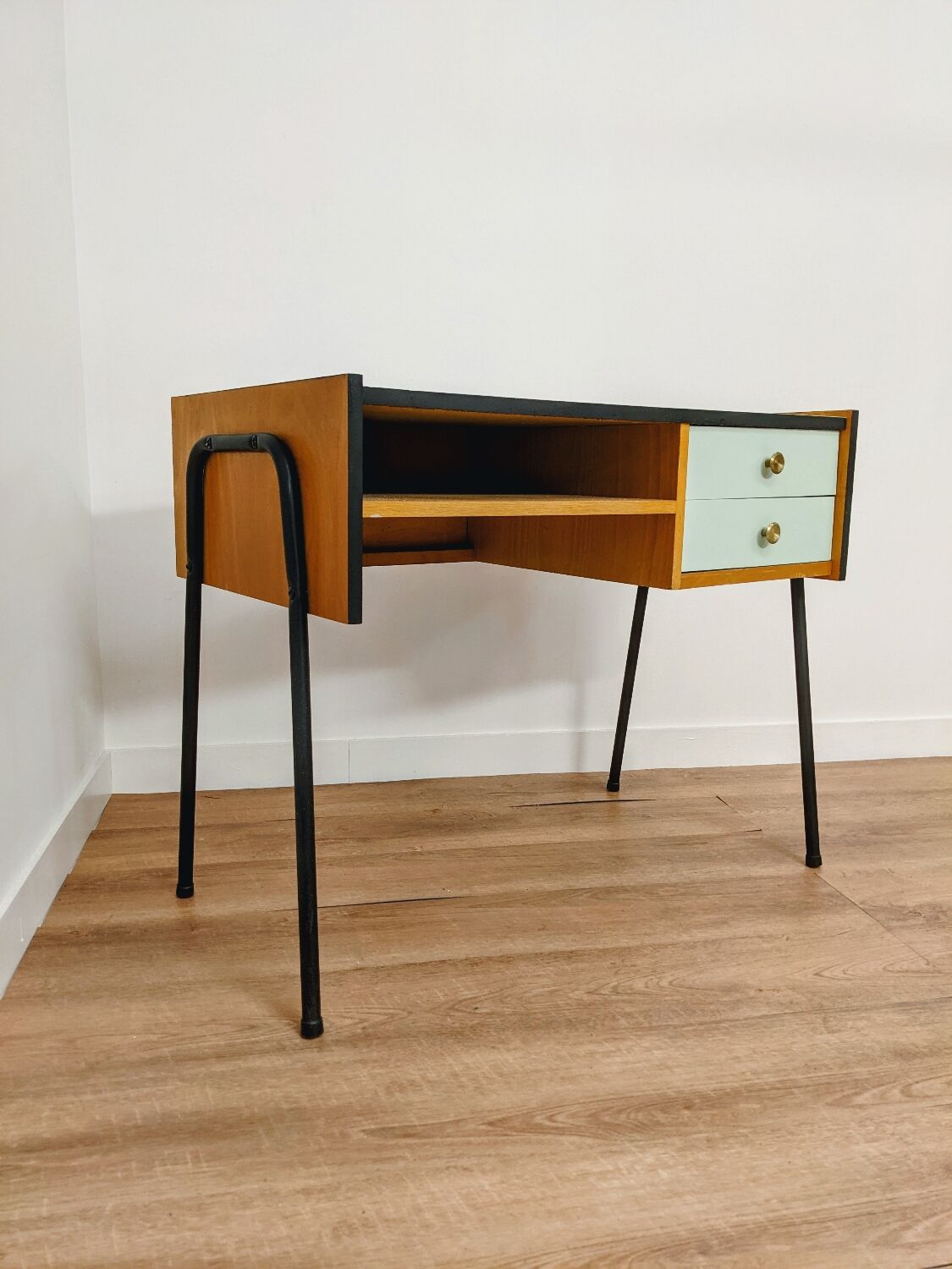 Vintage Scandinavian-style wooden desk