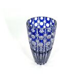 Cobalt blue cut crystal bohemian vase, 1960s