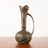 Art Nouveau vase in solid pewter with bronze patina by Louis Chalon 1910.