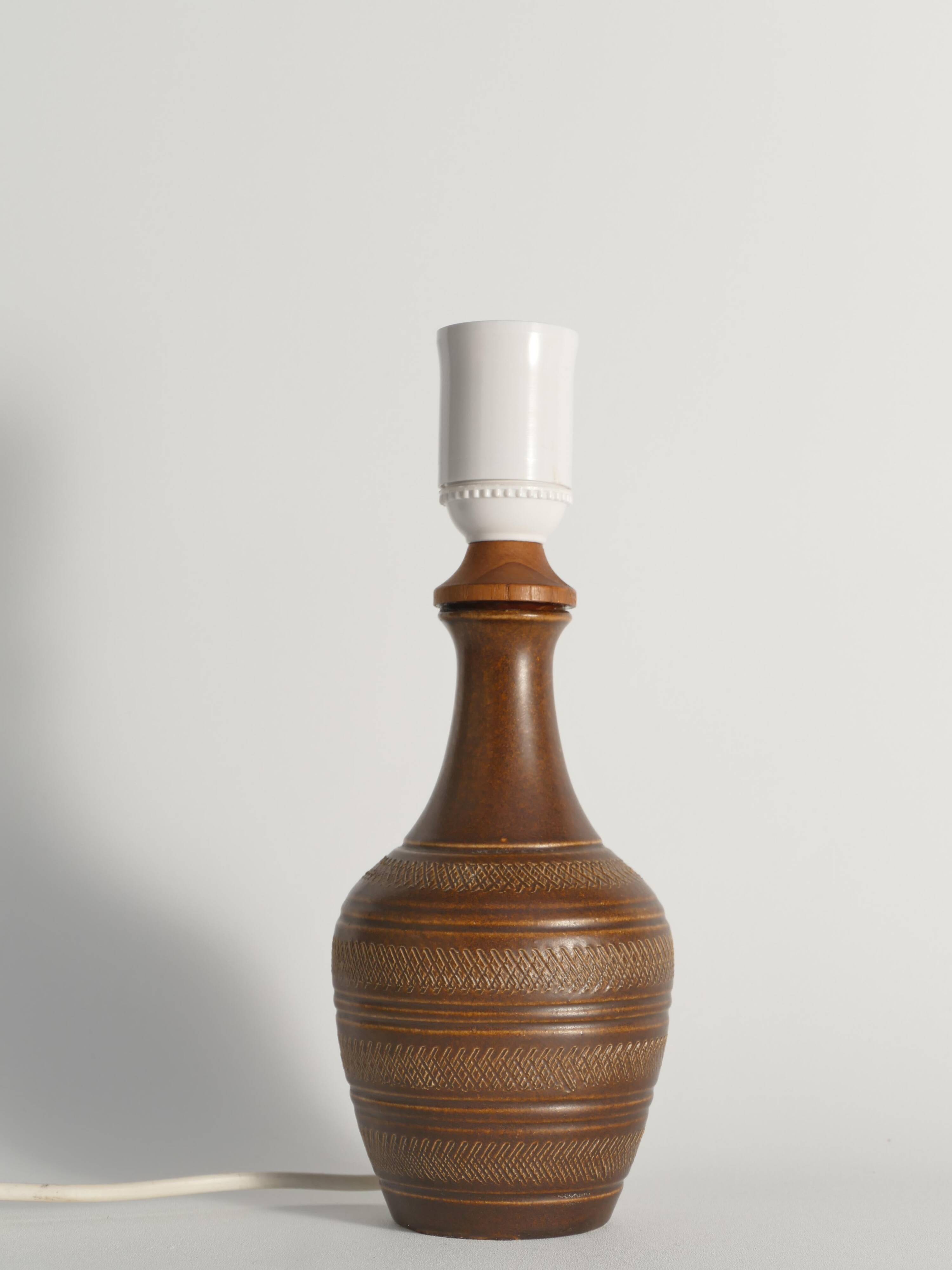 Brown Stoneware Table Lamp, Model number 59617, by Scheurich West Germany 1960s