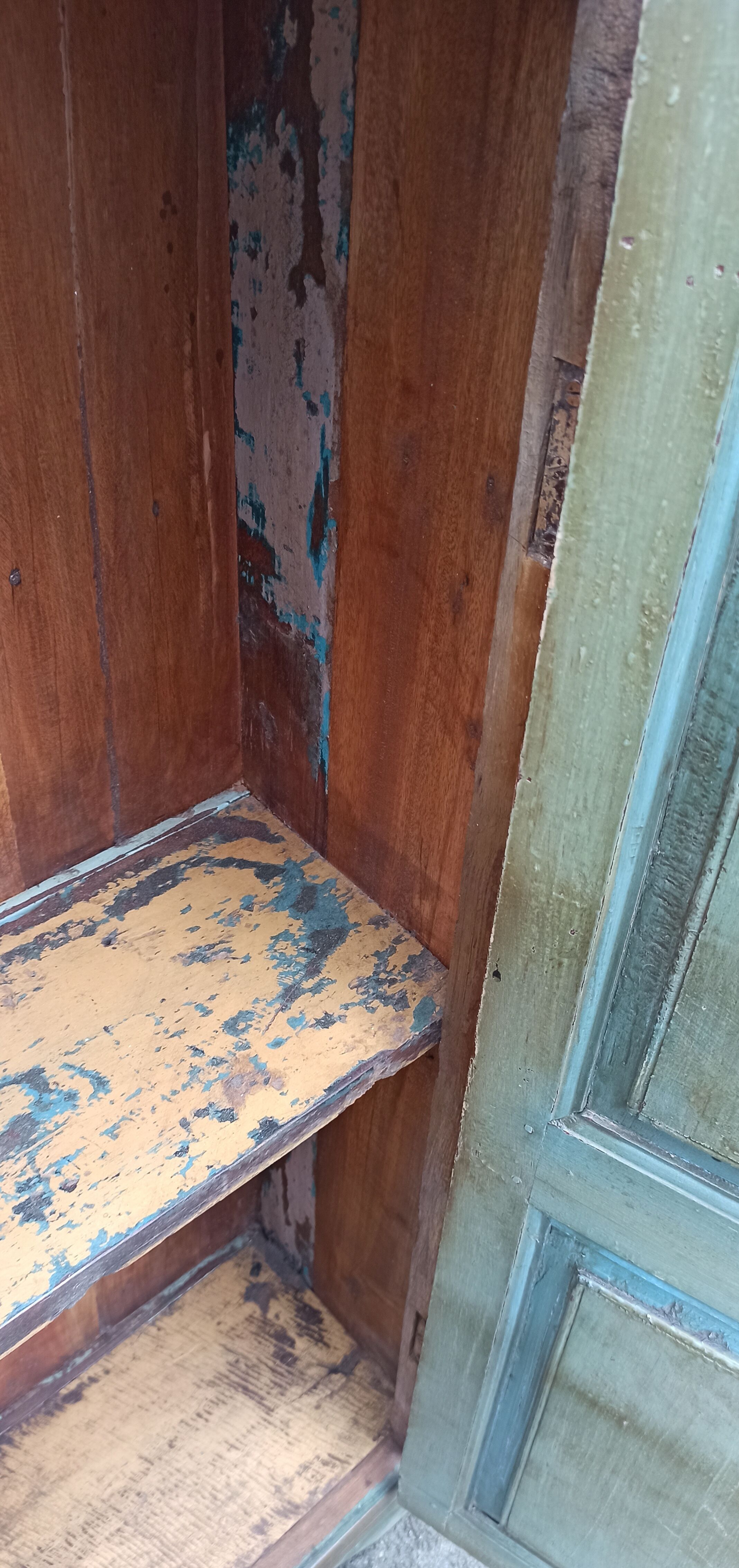 Old green wood cabinet