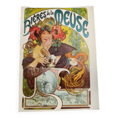 Planche Vintage d'Alphonse Mucha - Illustration Art Nouveau :pour la Bière de la meuse