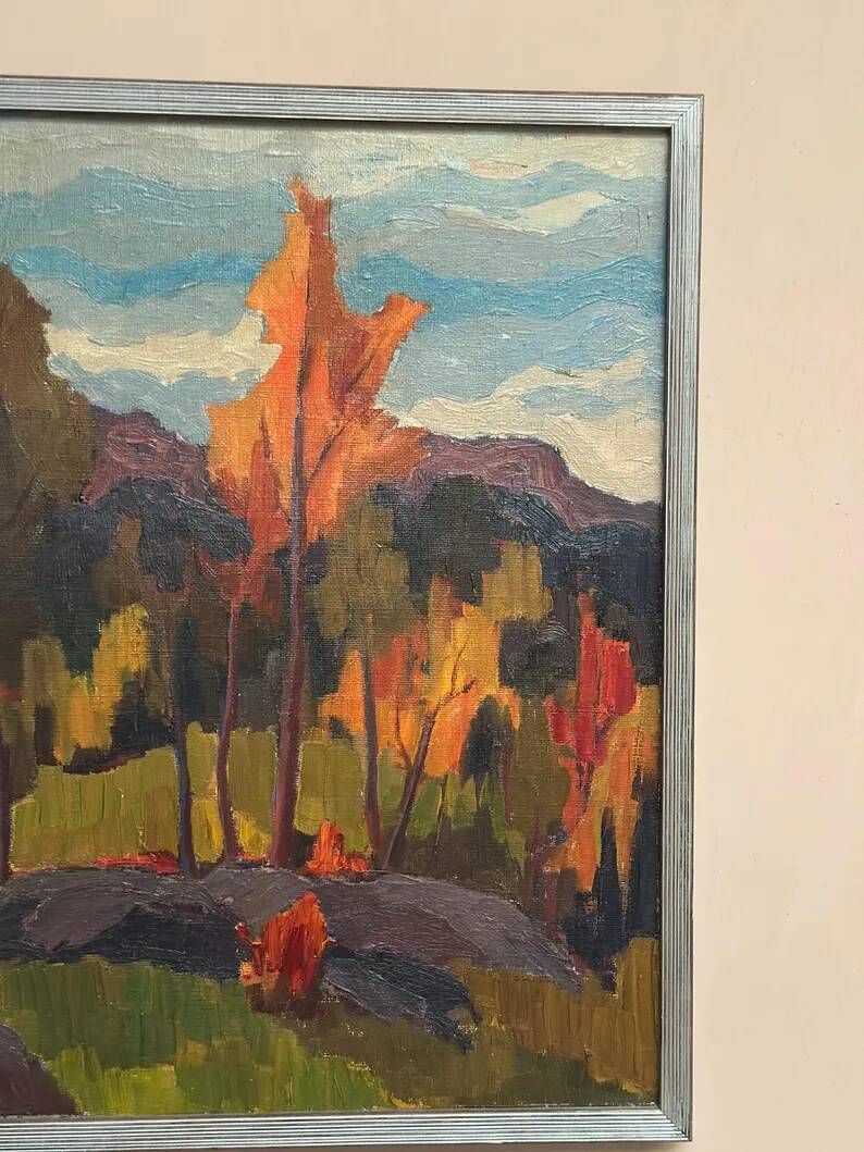 Original Swedish Oil on Canvas – “Orust” by Gösta Arontzon – Signed – Dated 1971 – Vintage & Framed – 58 × 49 cm
