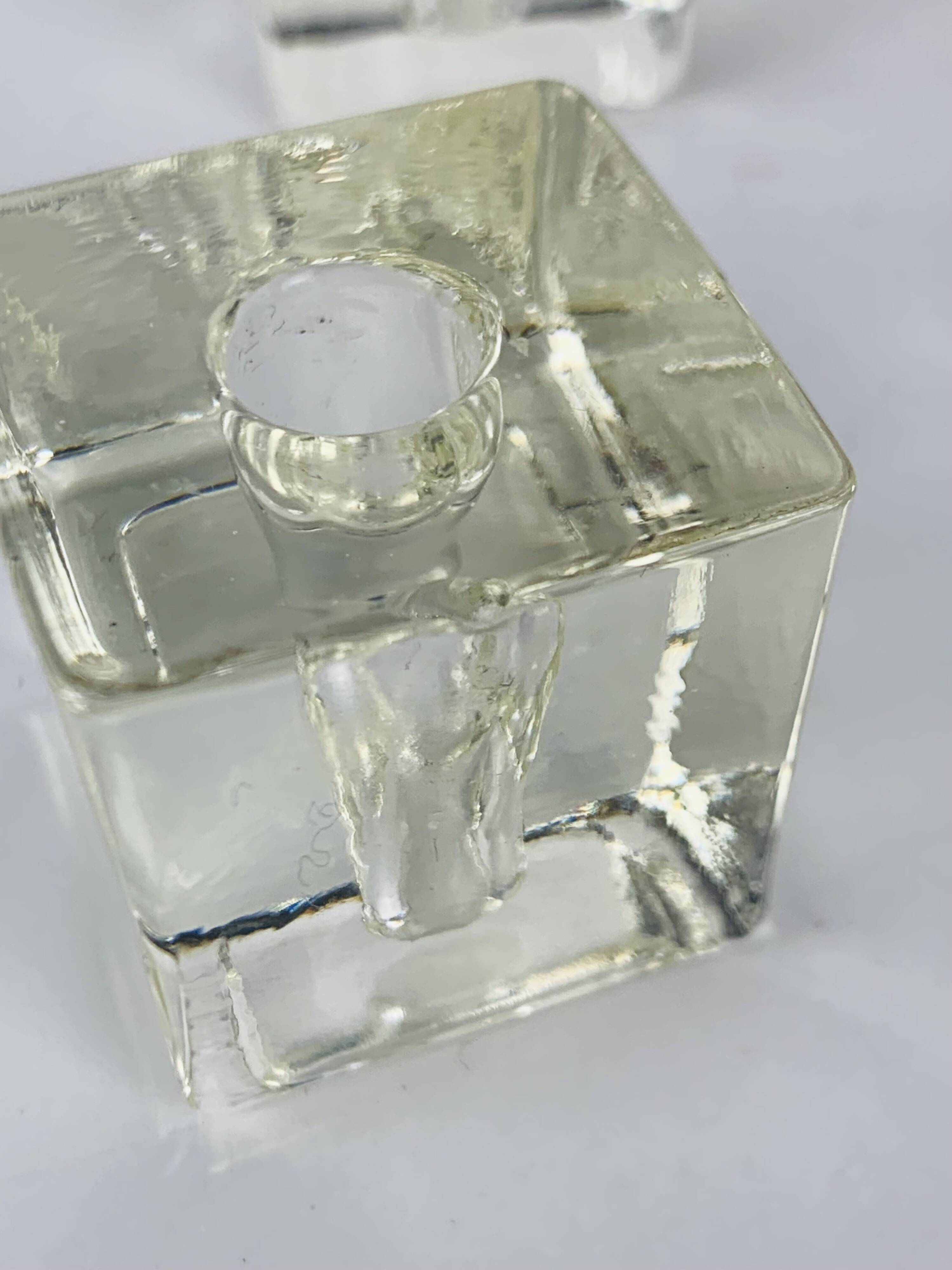 4 vintage glass ice cube candle holders