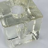 4 vintage glass ice cube candle holders