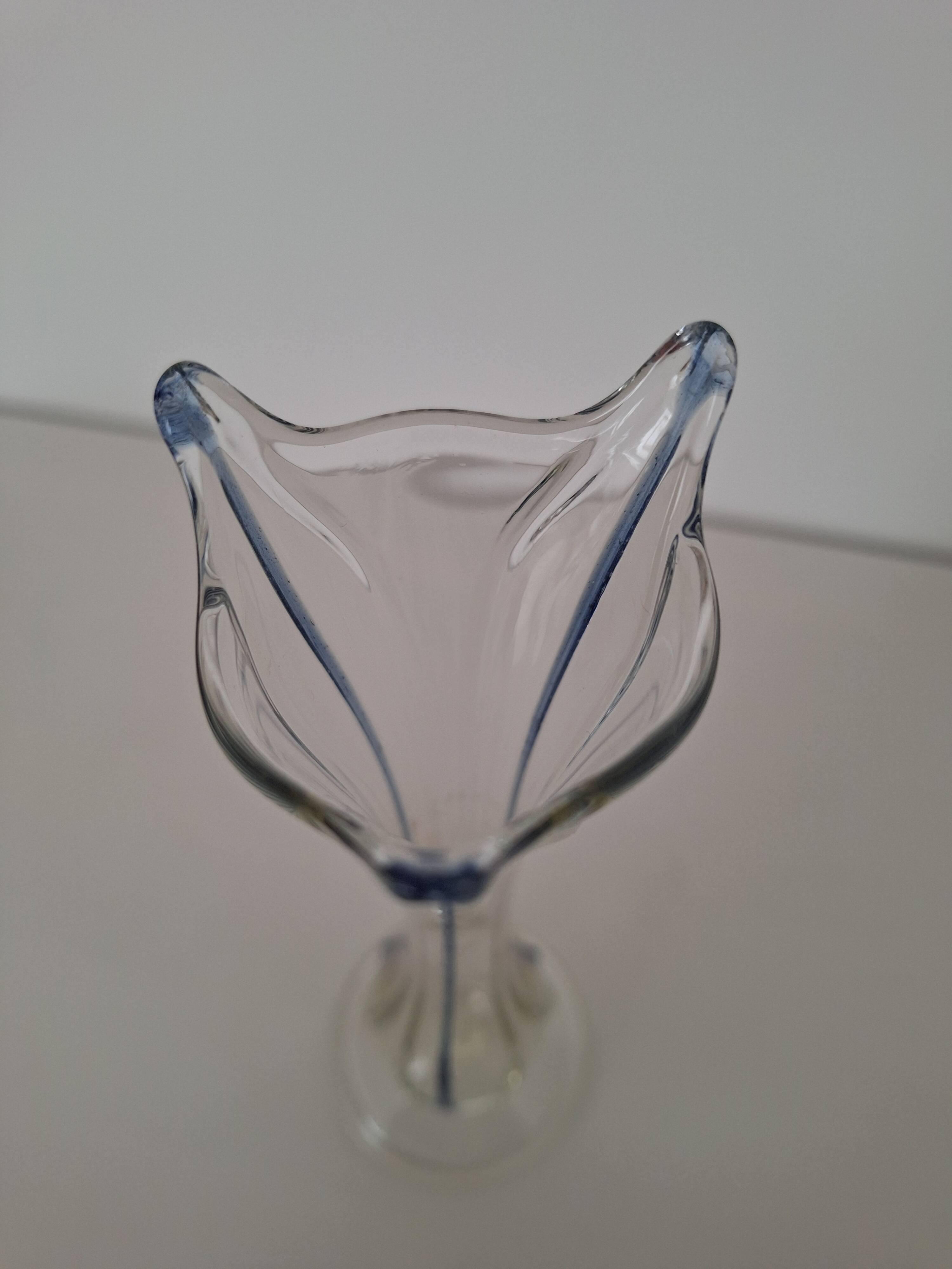 80s blue glass soliflore