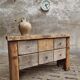 Antique workbench, chest of drawers, side table, bathroom furniture, 19th century