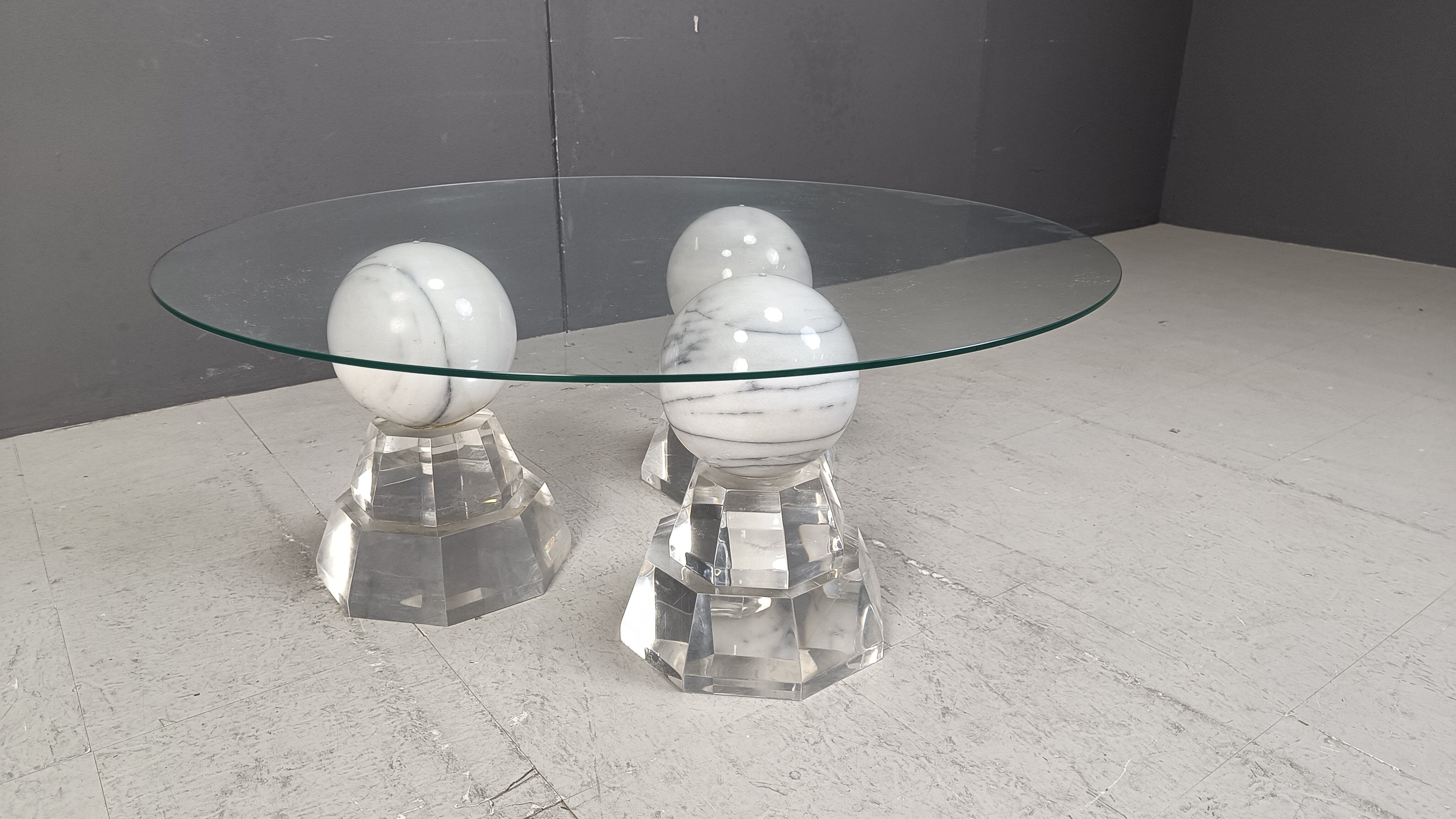 Marble sphere coffee table by Roche Bobois, 1980s