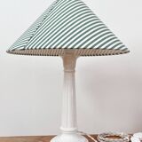 Earthenware lamp and striped lampshade