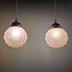 Art Deco trio of frosted glass pendants, 1920s-30s.