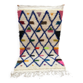 Petit tapis marocain fait main, petit tapis Beni Ouarain en laine berbère,