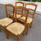 Lot de 4 chaises campagnard bois massif paillées 1980