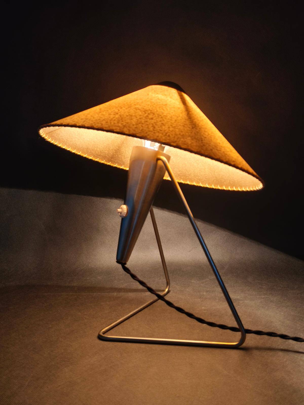 Helena Frantová Table Lamp, Chrome and Paper Shade, Czechoslovakia 1960s