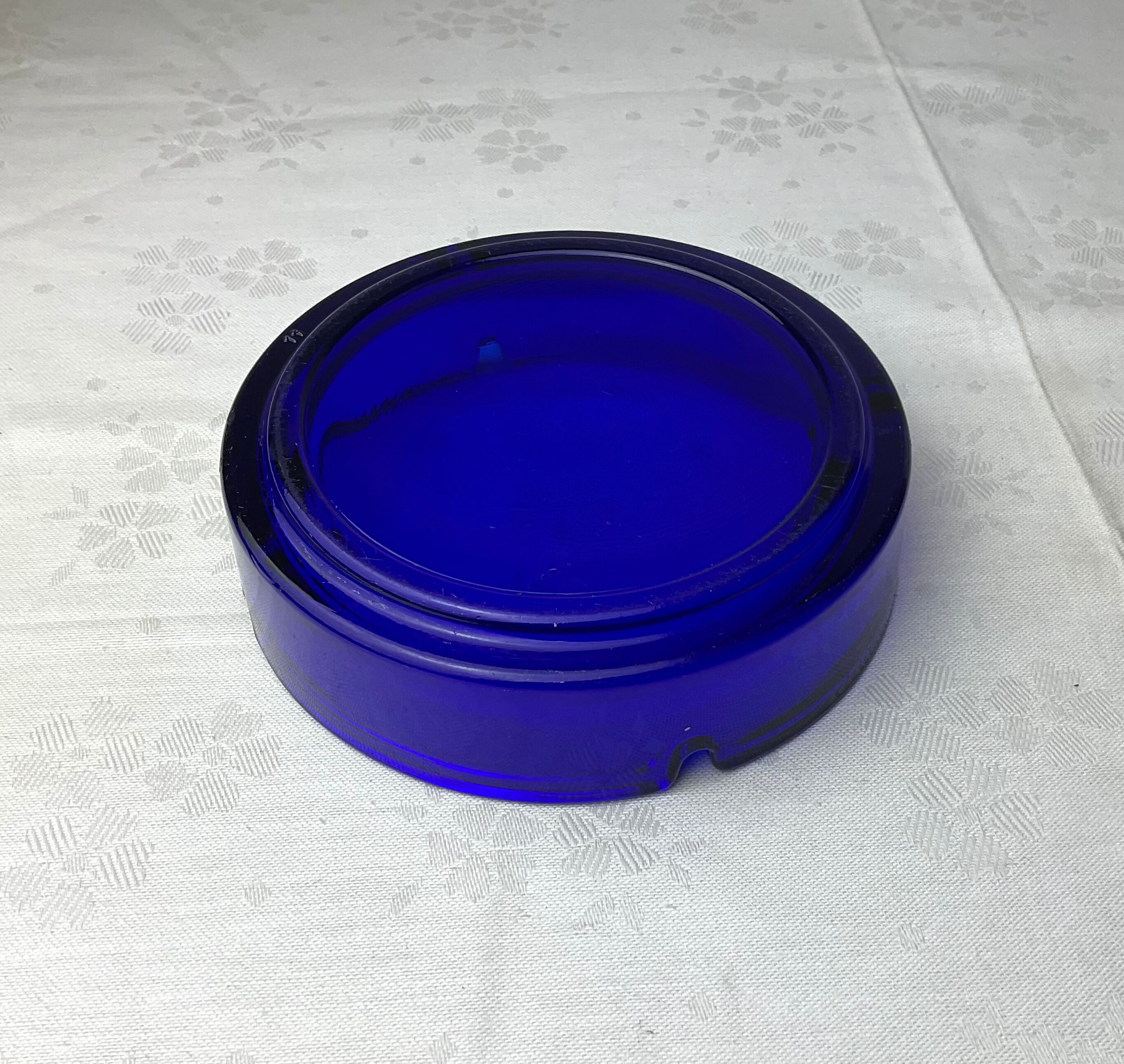 Blue glass ashtray