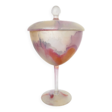 Bonbonnière en verre peint