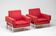 Red Kiushu armchairs by Saporiti characteristic of mid-20th century Italian modern design.