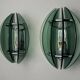 Pair of green and black Murano glass veca sconces, Italy 1970