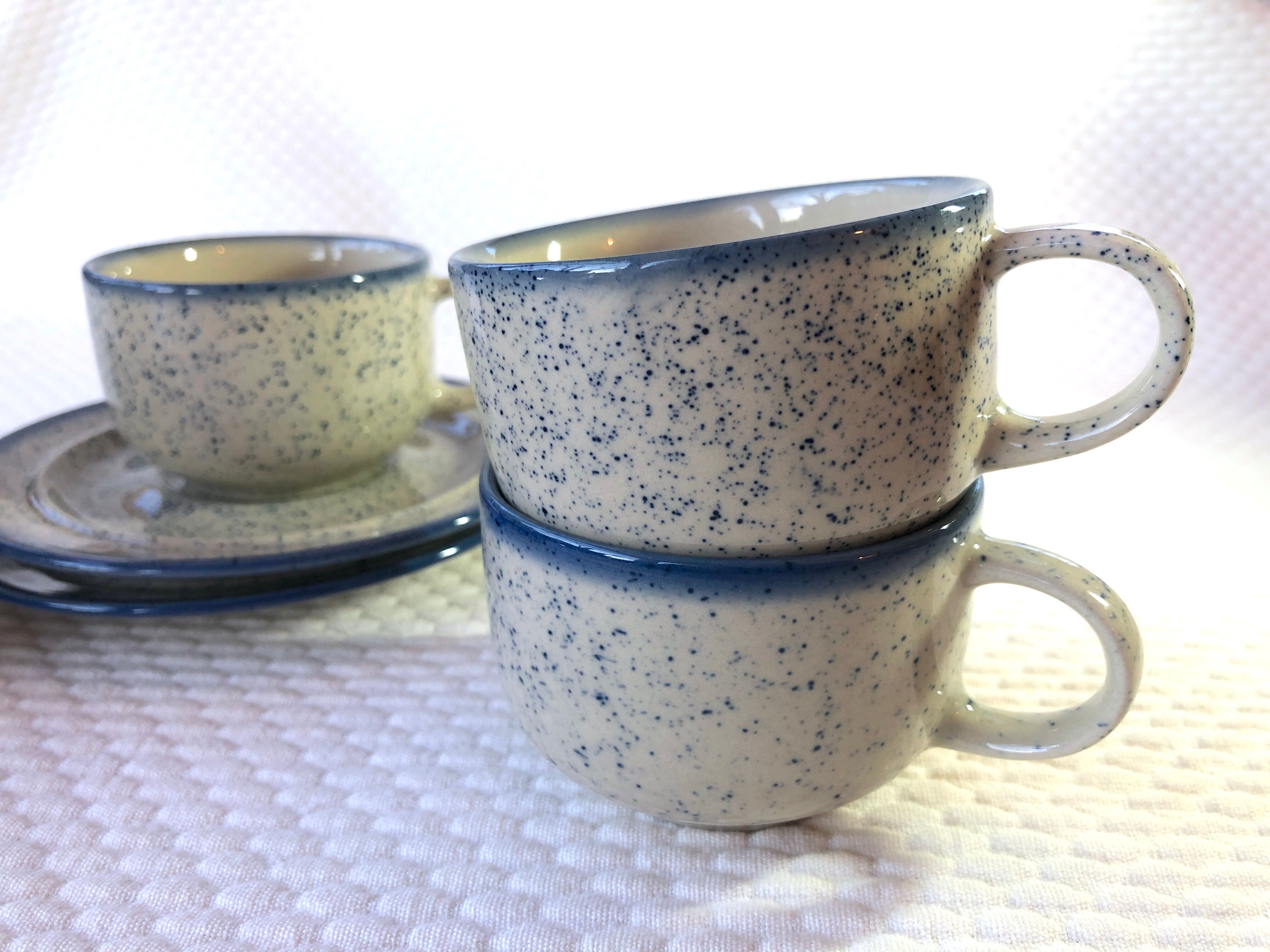 Blue glazed ceramic coffee cups