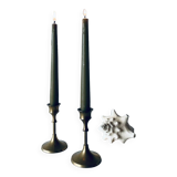 Pair of gilded brass candlesticks