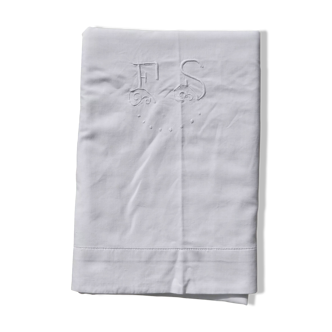 Old linen blend fabric, monogrammed FS with a day.