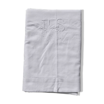Drap ancien en métis, monogrammé FS avec jour Venise