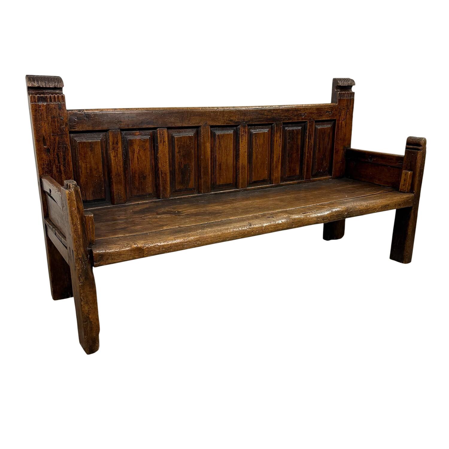 Antique Spanish Oak Bench – Traditional Pegged Construction