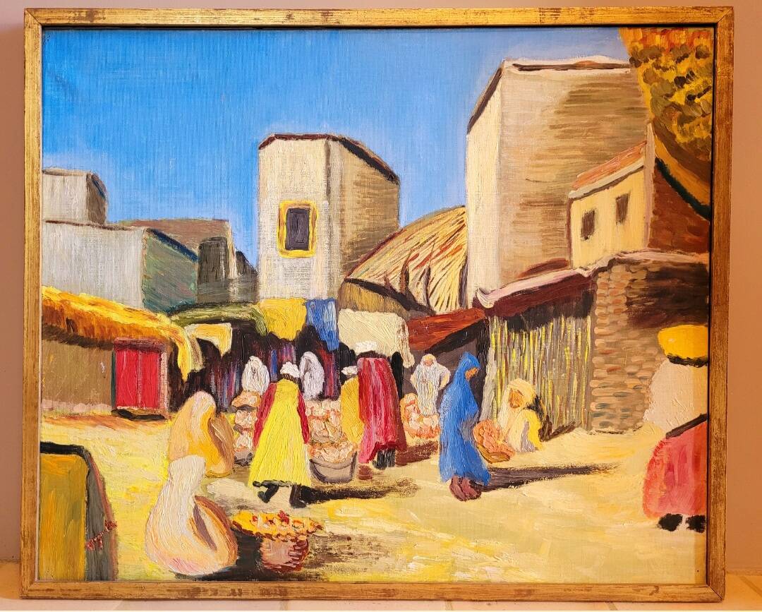 Old large vintage Orientalist painting