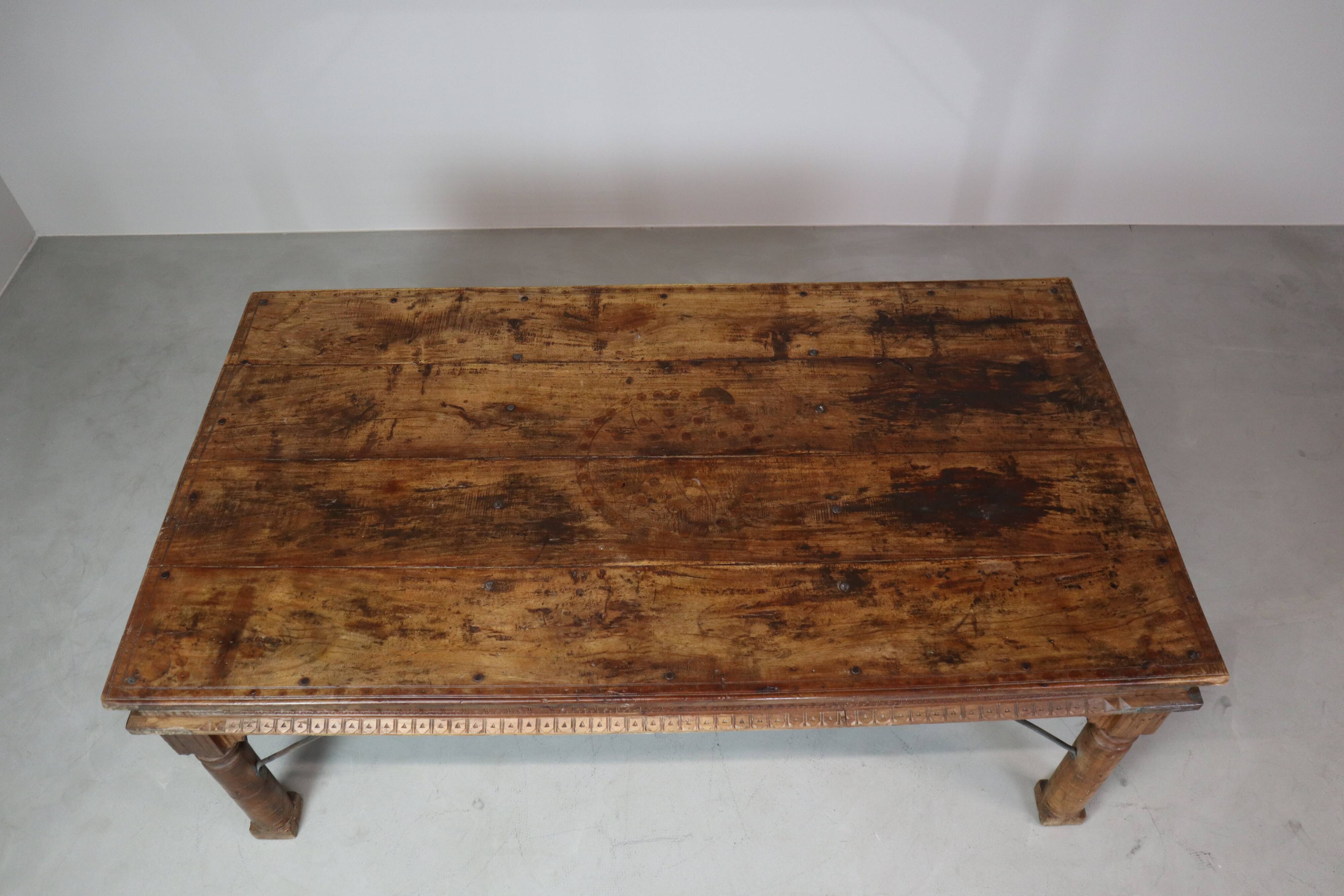 Indonesian hand-carved Teak dining Table