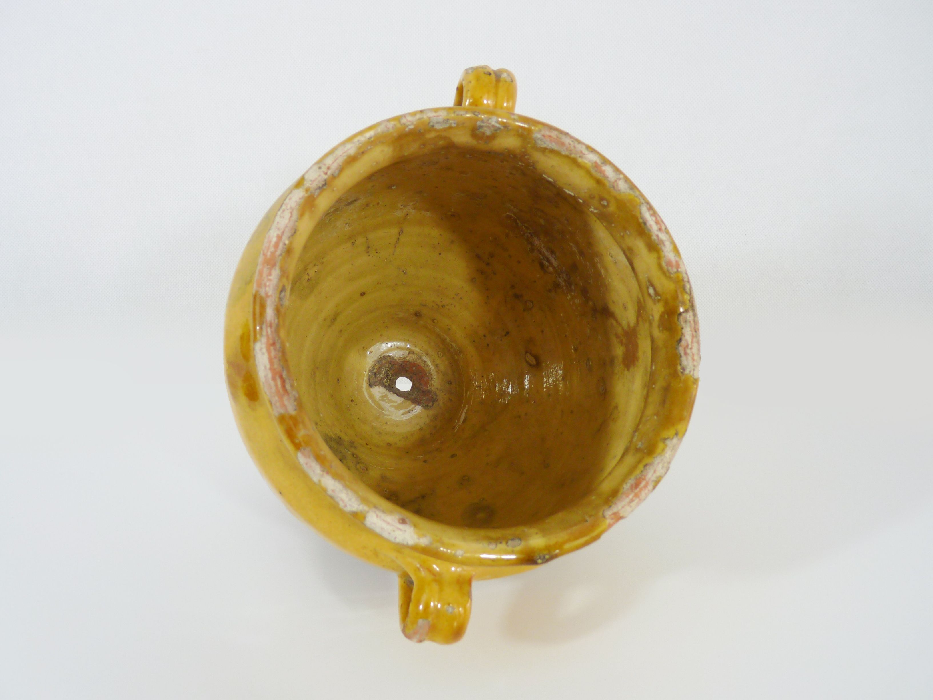 Glazed yellow confit pot, south west of France. Pyrenees XIXth