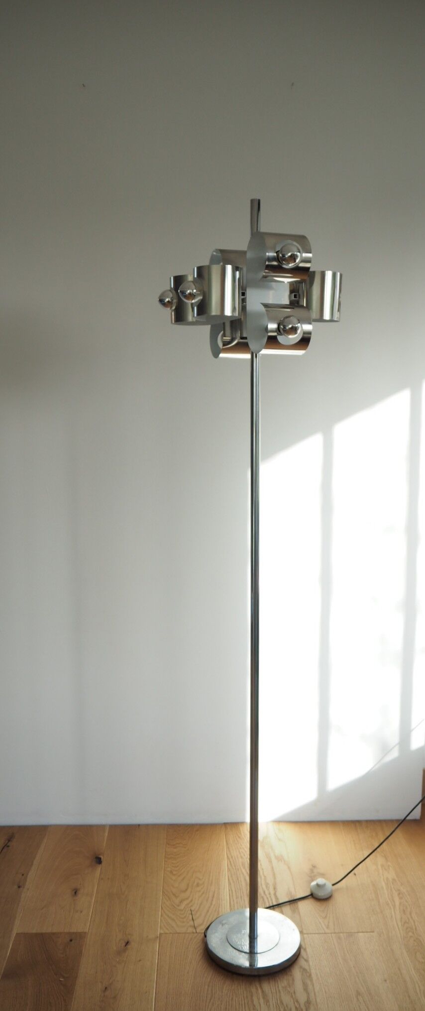 Vintage space age stainless steel floor lamp