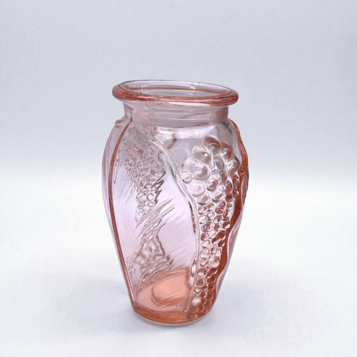 Vintage 1930s Art Deco Rosaline glass vase with hyacinth