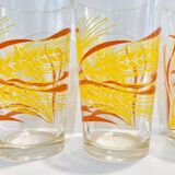 4 glasses orange and yellow wheat pattern