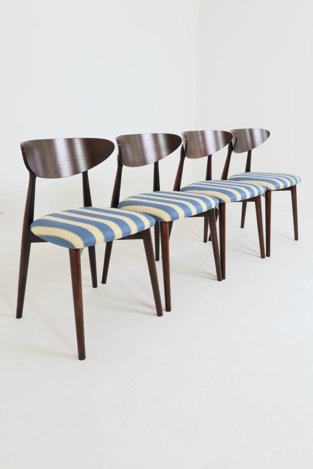 Modern set 4 Dining Chairs, Striped Fabric, French style