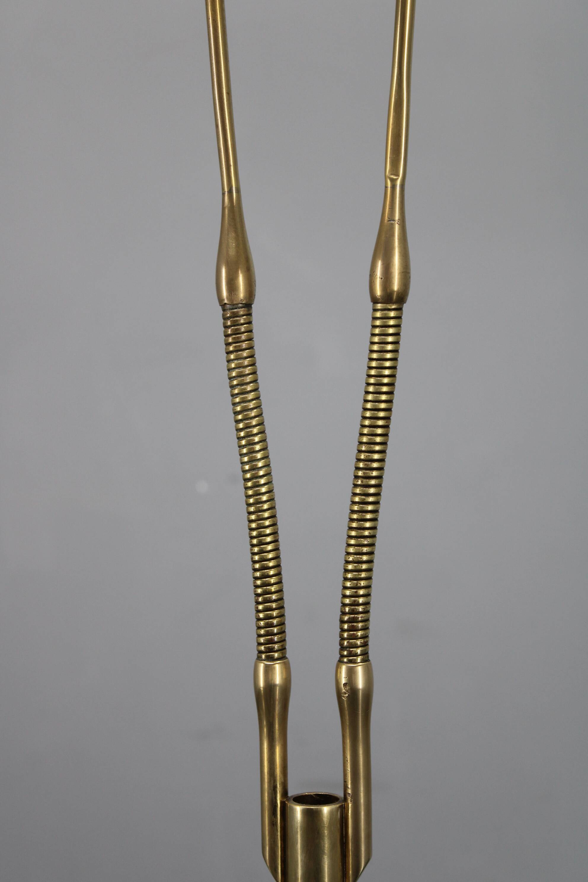 Rare Angelo Lelii adjustable Italian marble and brass floor lamp, 1952