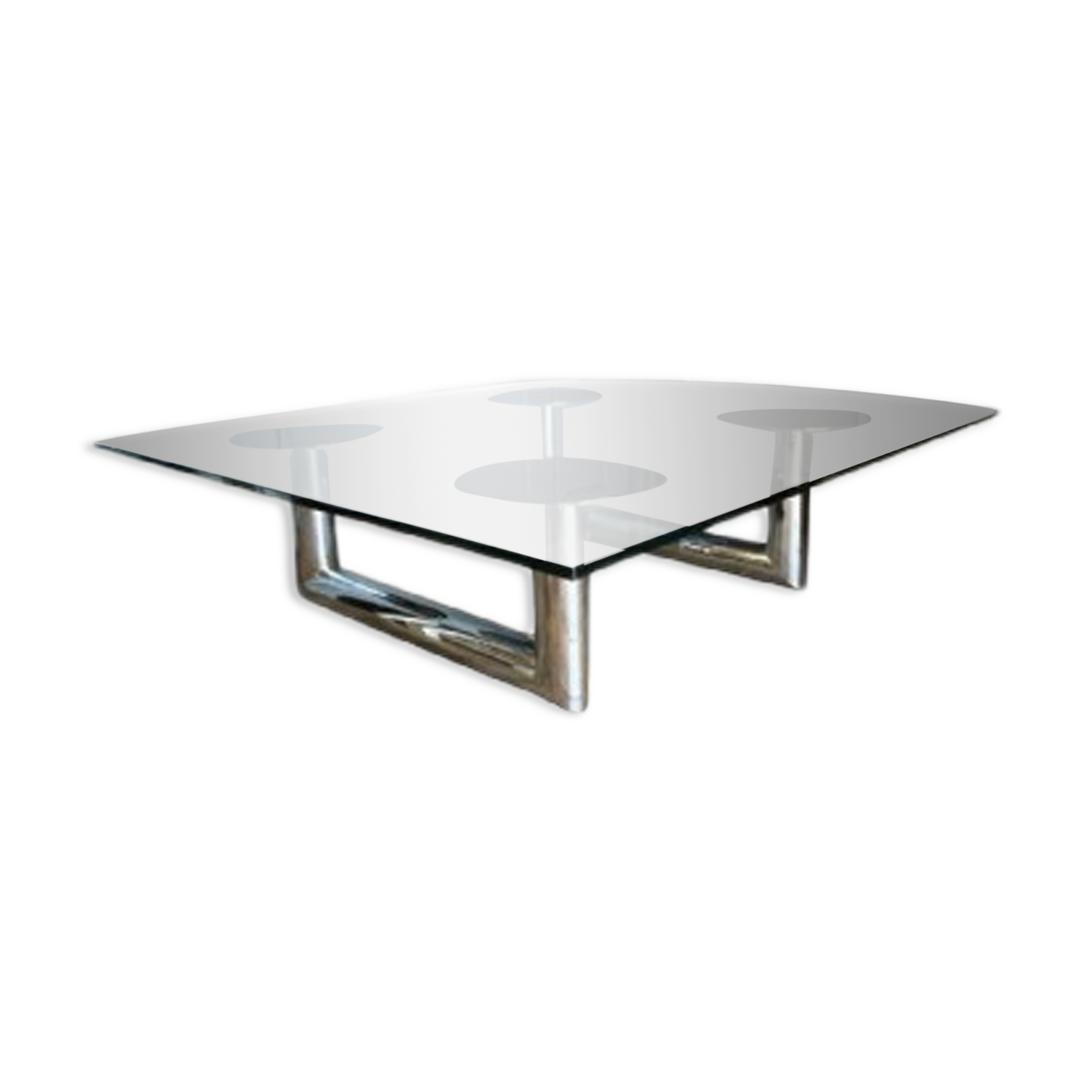 Large square coffee or coffee table in chromed steel, Italian design, ca 1970